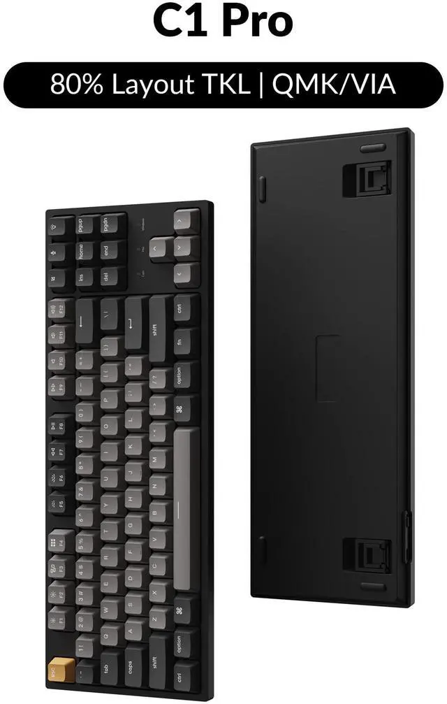 Alt view image 3 of 5 - Keychron C1 Pro Wired Mechanical Keyboard TKL Layout, QMK Programmable RGB Backlit with Hot-swappable K Pro Red Switch, OEM Profile Double-Shot PBT Keycaps Compatible for Mac Windows Linux