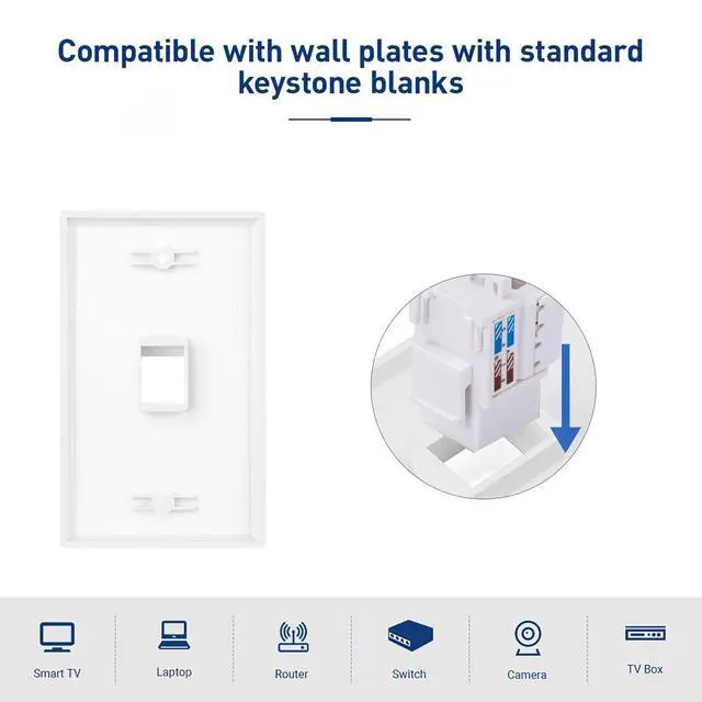 Alt view image 3 of 5 - ZOERAX 25-Pack 10Gbps Cat6 Keystone Jacks, RJ45 Keystone Jack, Ethernet Keystone Jack in White with Punch Down Tool and Punch Down Stand Tool