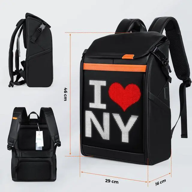 Alt view image 2 of 5 - Gelrova LED Backpack Clash Serise 17inch, Travel Laptop Backpack, Business Durable Laptops Backpack, College Computer Bag Gifts for Men & Women Fits 15.6 Inch Notebook