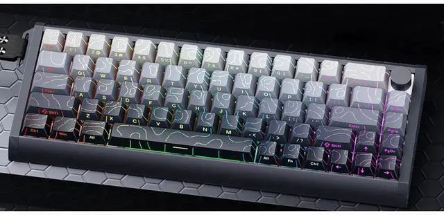 Alt view image 2 of 5 - MOLGRIA x SKYLOONG 60% Aluminum Gaming Keyboard, GK68 HE USB Wired Magnetic-Switch RGB Backlit Mechanical Keyboards with South-Facing Print Contour Line Keycap and Knob Multi-Layer Gasket (Twilight)