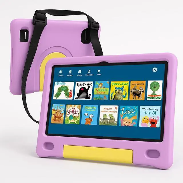 NOBKLEN 10.1 Inch Kids Tablet with Shockproof Case | Android 14, 64GB+8GB RAM, 12H Battery | Parental Control, Google Kids Space & Preloaded Educational Apps | WiFi 6, HD Display, Ages 3-12