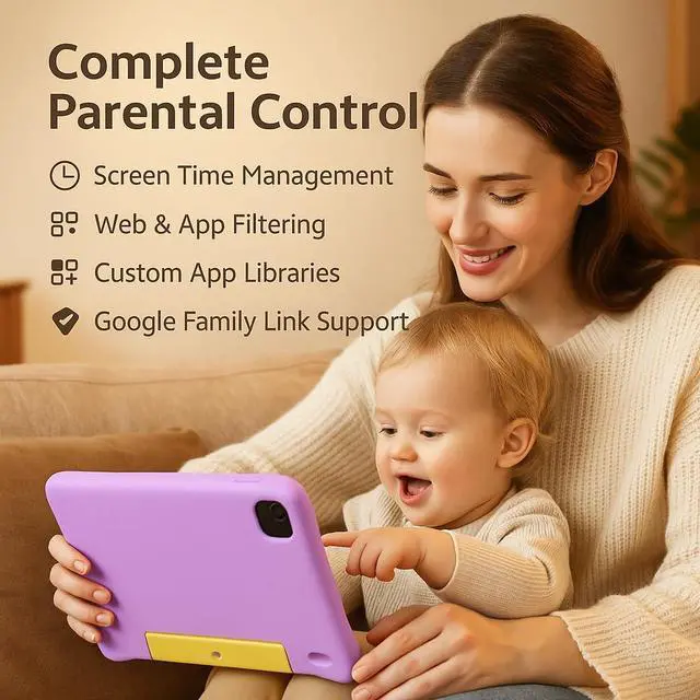 Alt view image 3 of 5 - NOBKLEN 10.1 Inch Kids Tablet with Shockproof Case | Android 14, 64GB+8GB RAM, 12H Battery | Parental Control, Google Kids Space & Preloaded Educational Apps | WiFi 6, HD Display, Ages 3-12