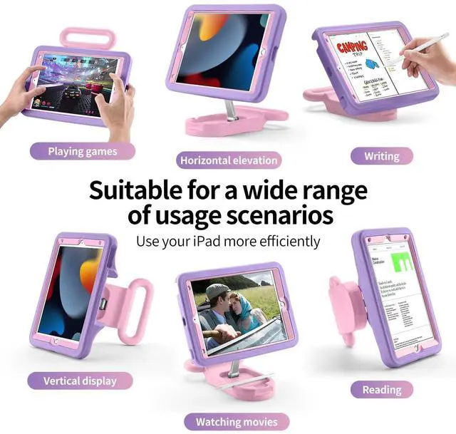 Alt view image 2 of 5 - Kids Case for iPad 9th/8th/7th Gen 10.2 inch,Cute Shockproof EVA Case with Handle & Stand, Child-Friendly Drop-Proof case for iPad 10.2 2021/2020/2019