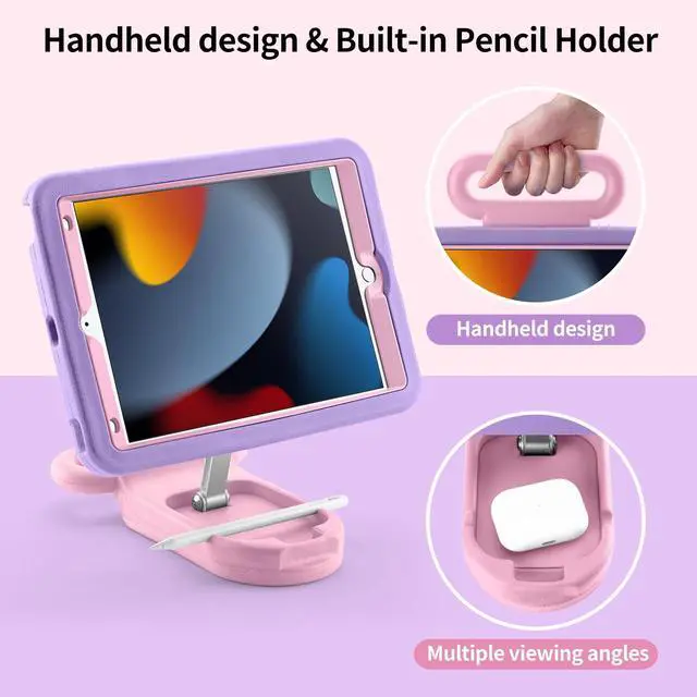 Alt view image 5 of 5 - Kids Case for iPad 9th/8th/7th Gen 10.2 inch,Cute Shockproof EVA Case with Handle & Stand, Child-Friendly Drop-Proof case for iPad 10.2 2021/2020/2019