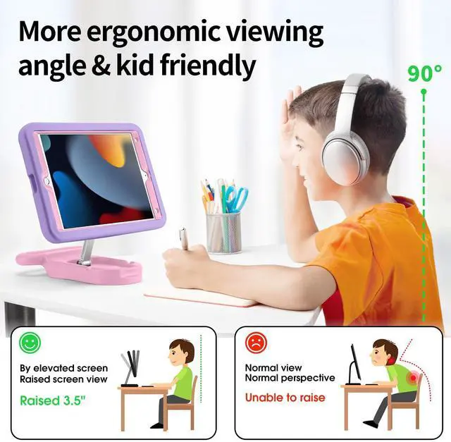 Alt view image 4 of 5 - Kids Case for iPad 9th/8th/7th Gen 10.2 inch,Cute Shockproof EVA Case with Handle & Stand, Child-Friendly Drop-Proof case for iPad 10.2 2021/2020/2019