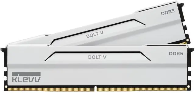 Main image of KLEVV Bolt V DDR5 32GB (2x16GB) 6400MHz CL32 SK Hynix A-Die 1.35V Gaming Desktop Ram Memory XMP 3.0 / AMD Expo Ready - White (KD5AGUA80-64A320I)