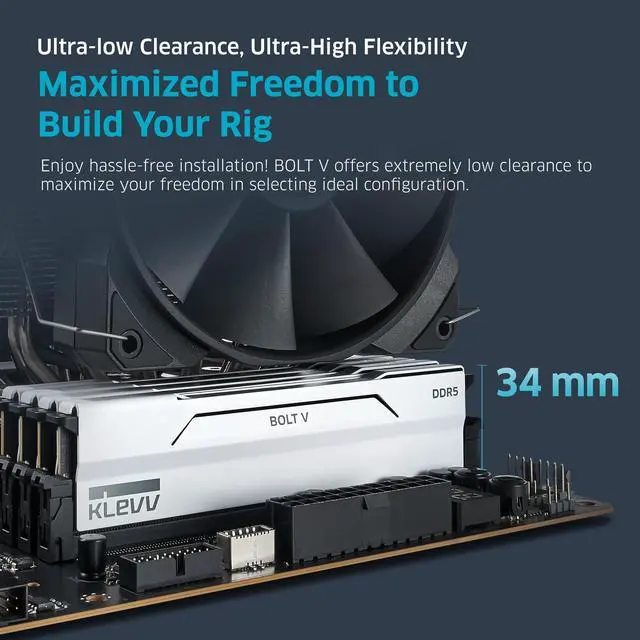 Alt view image 4 of 5 - KLEVV Bolt V DDR5 32GB (2x16GB) 6400MHz CL32 SK Hynix A-Die 1.35V Gaming Desktop Ram Memory XMP 3.0 / AMD Expo Ready - White (KD5AGUA80-64A320I)