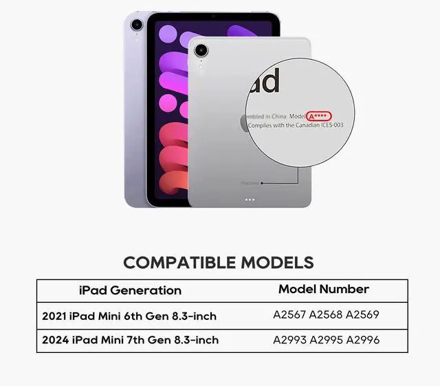 Alt view image 4 of 5 - edaiser Swivel Keyboard Case for Apple iPad mini 7th/6th Gen 8.3-inch, Compact Bluetooth Keyboard with RGB Backlit Trackpad - Kids Student Designed, 360° Rotatable Protective Cover, Metallic Purple