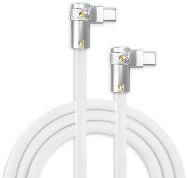 Main image of chubbycable FlexElbow 90 Degree 240W Fast Charging Cable Right Angle USB C Cable Silicone Charging Cord Compatible with iPhone 17-15 Series iPad, White, Double Elbow Type C to Type C, 0.32FT