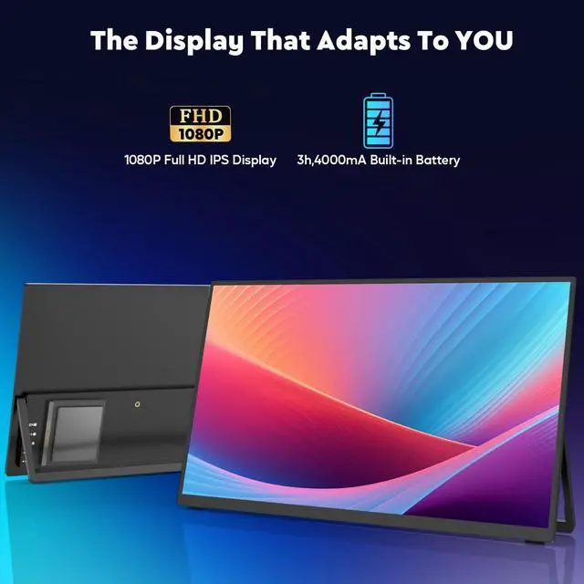 Alt view image 2 of 5 - ZSCMALLS Battery Wireless Portable Monitor, 8000mAh 15.6" 1080P IPS USB-C/HDMI Second Screen, Built-in Speakers, Support AirPlay/Miracast for Laptop/Phone/Tablet/Switch/Xbox