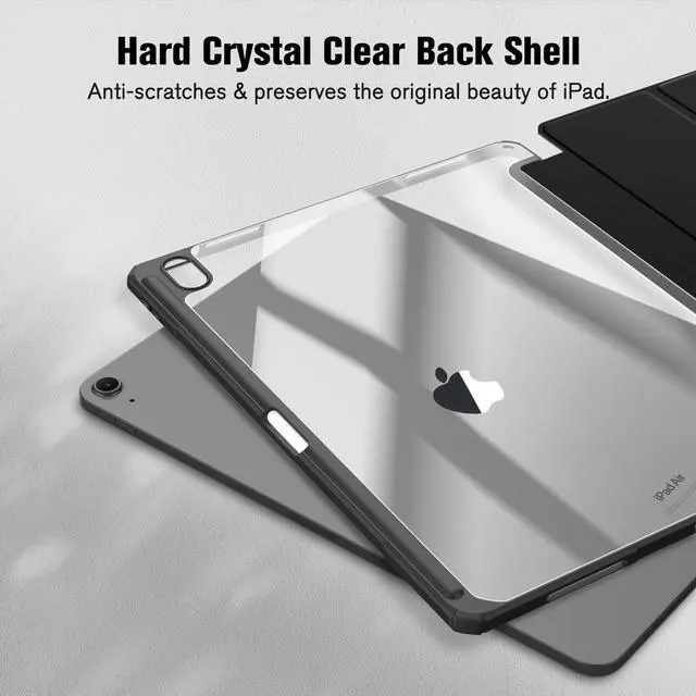Alt view image 3 of 5 - Fintie Bundle: Fintie Hybrid Slim Case for iPad Air 13-inch (M2) 2024, [Built-in Pencil Holder] Shockproof Cover Clear Transparent Back Shell + [2-Pack] Tempered Glass Screen Protector