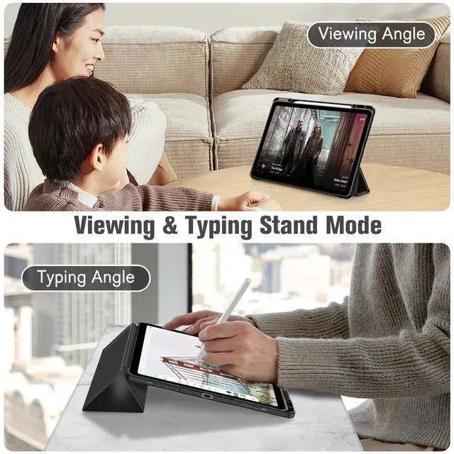 Alt view image 4 of 5 - Fintie Bundle: Fintie Hybrid Slim Case for iPad Air 13-inch (M2) 2024, [Built-in Pencil Holder] Shockproof Cover Clear Transparent Back Shell + [2-Pack] Tempered Glass Screen Protector