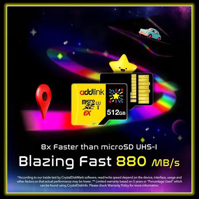 Alt view image 5 of 5 - addlink 512GB Gaming microSD Express Card for Nintendo-Switch 2, Speed Up to R/W 880/750 MB/s MicroSDXC Express Memory, ROG Ally, Steam Deck, Camera UHS-I, C10, U3, V30, Full HD 4K