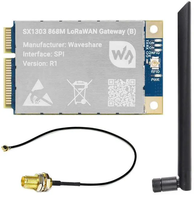 Main image of waveshare SX1303 868M LoRaWAN Gateway Module, Compatible with Raspberry Pi 5/4B/3B/Zero/Zero W/Zero 2W/Pico/Pico W/Pico WH, Mini-PCIe Socket Long Range Transmission Large Capacity Multi-Band Support