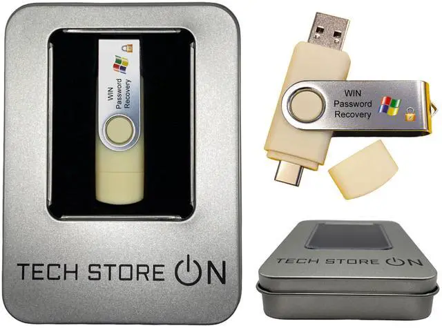 Main image of Linux & Windows Password Reset USB Flash Drive  Recover, Unlock or Restore Access to Locked Computers  Bootable Live System Recovery Tool for PC by TECH STORE ON + Gift Packaging Box