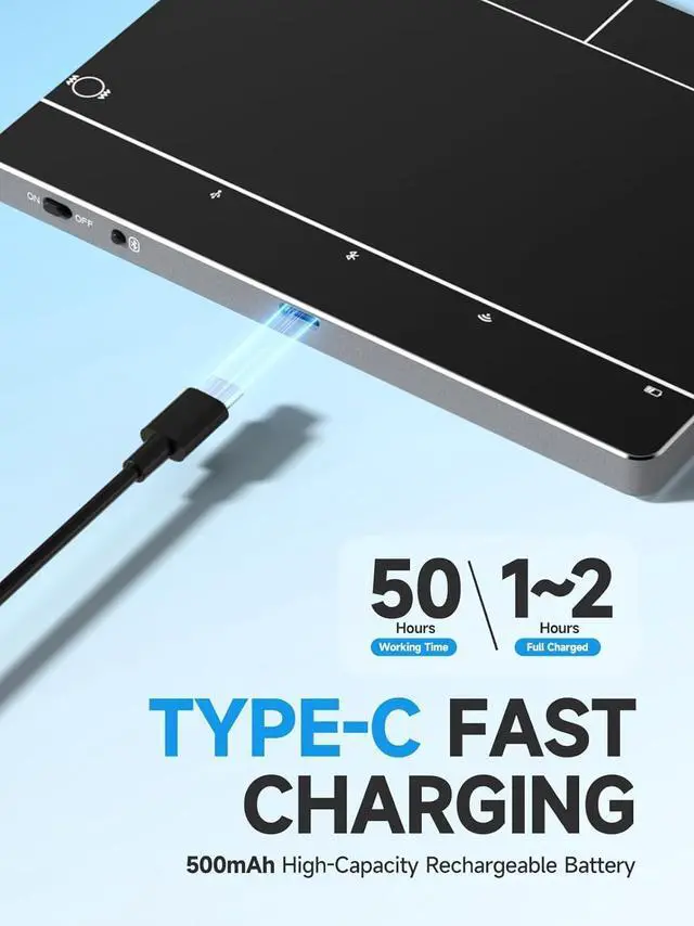 Alt view image 3 of 3 - Homiguar Trackpad for Windows 10/11  High-Precision Multi-Touch 3 Connection Modes Touchpad Mouse with Multi-Gesture Support, Ultra-Slim Aluminum Design, Compatibility for PC, Laptop (Gray)