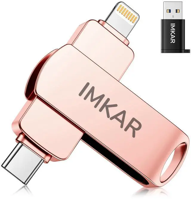 Main image of MFi Certified 256GB Flash Drive for iPhone iPad, IMKAR Memory Stick Storage for Photos Videos, Compatible with iPhone iPad Android and PC, Plug and Play No Application Required (Rose Gold)