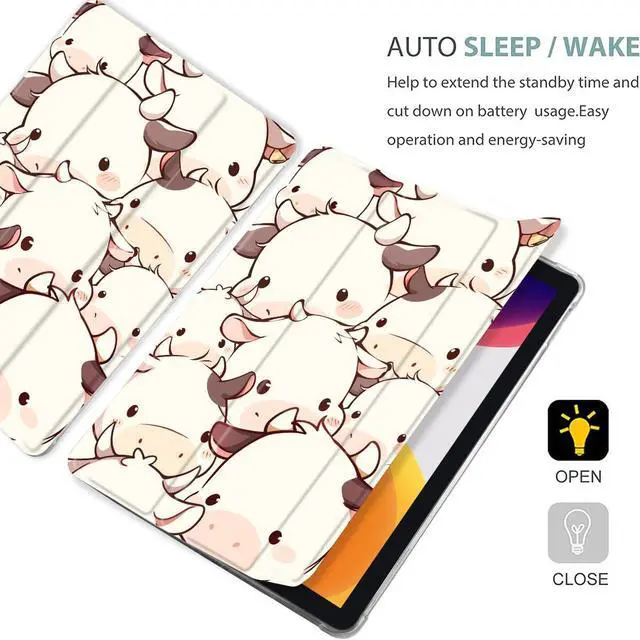 Alt view image 4 of 5 - MAYCARI Cartoon Cute Animals Case for iPad 10.9 inch 2022 with Pencil Holder, Original Pattern iPad 10th Generation Soft TPU Back Protective Cover Shell, Auto Sleep/Wake Slim Shell - Cute Calves