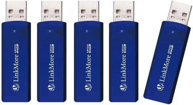 Main image of LinkMore 64GB (5 Pack) EJECT32 USB Flash Drive  USB 3.2 Retractable Memory Stick, Slide-Out Design, High-Speed Thumb Drive for PC, Mac, Laptop, Car Audio, Smart TV  Plug & Play, No Cap