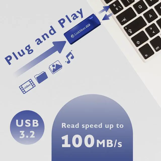 Alt view image 3 of 5 - LinkMore 64GB (5 Pack) EJECT32 USB Flash Drive  USB 3.2 Retractable Memory Stick, Slide-Out Design, High-Speed Thumb Drive for PC, Mac, Laptop, Car Audio, Smart TV  Plug & Play, No Cap