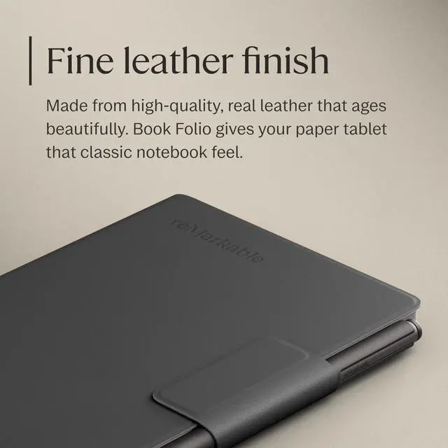 Alt view image 3 of 5 - reMarkable Paper Pro Move - Black Leather Book Folio for Your 7.3'' Paper Tablet