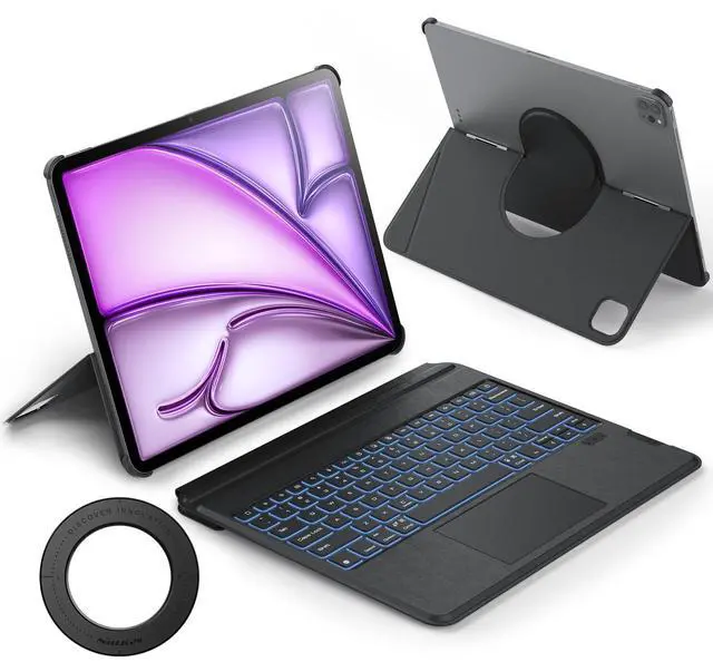 Main image of Nillkin Magnetic Stand Keyboard for iPad Pro 13" 2024 M4 & iPad Air 13" M3/M2Detachable Backlit Keyboard, Multi-Angle Stand, Thin and Light Portable-Black