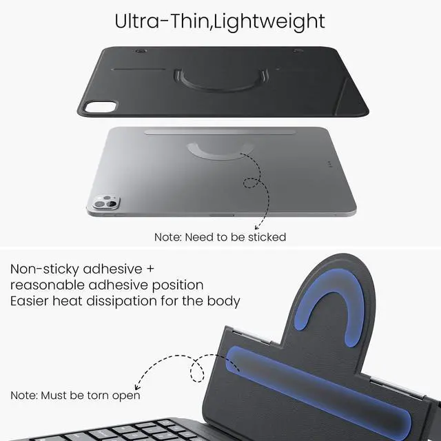 Alt view image 3 of 5 - Nillkin Magnetic Stand Keyboard for iPad Pro 13" 2024 M4 & iPad Air 13" M3/M2Detachable Backlit Keyboard, Multi-Angle Stand, Thin and Light Portable-Black