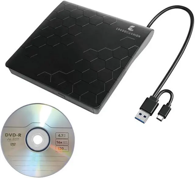 Main image of External Slim USB 3.2 Gen1 CD/DVD Burner Writer Reader, Portable CD/DVD-RW Optical Drive with 4.7GB DVD Disc for Data Backup, Compatible with Windows & Mac, Plug & Play for Laptops & Desktops