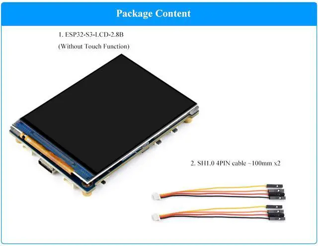 Alt view image 2 of 5 - ESP32-S3 2.8inch Display Development Board, 480×640, IPS LCD, 32-bit LX7 Dual-Core Processor, Supports W-F-i & Blue-Too-th, ESP32 with Display (No Touch)