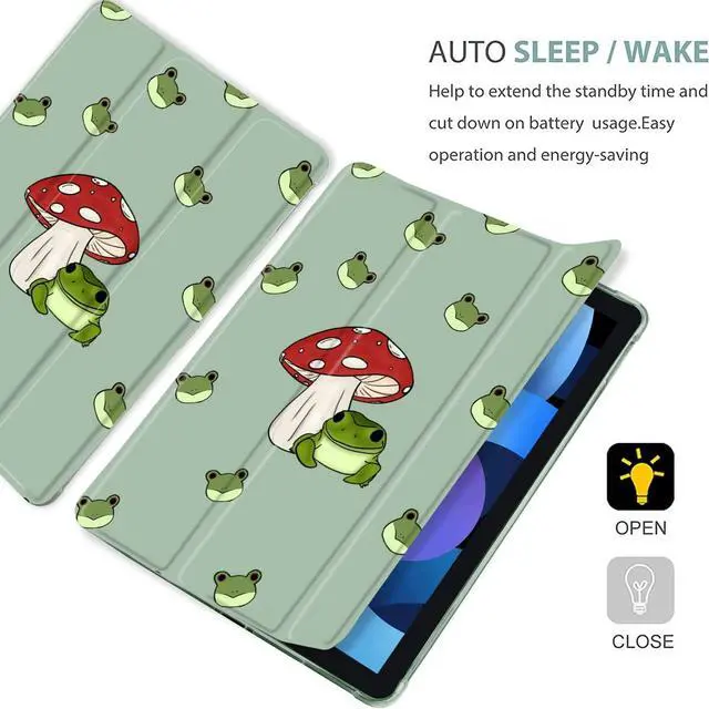 Alt view image 4 of 5 - MAYCARI Frog Mushroom Case for iPad 10.2 inch 2021/2020/2019 with Pencil Holder, Cute Animal iPad 9th/8th/7th Generation Protective Case with Soft TPU Back, Auto Sleep/Wake Cover Slim Shell