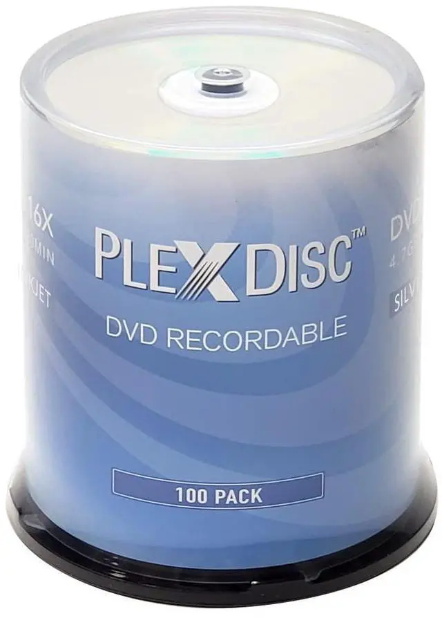 Main image of PlexDisc DVD-R 4.7GB 16X Silver Inkjet Printable Surface Hub Printable - 100pk Cake Box (FFP) 632-315-BX, 100 Discs