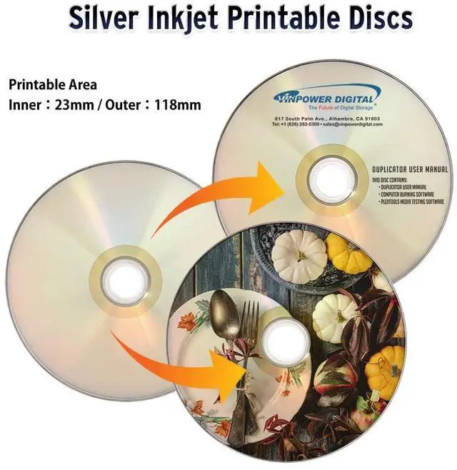 Alt view image 3 of 5 - PlexDisc DVD-R 4.7GB 16X Silver Inkjet Printable Surface Hub Printable - 100pk Cake Box (FFP) 632-315-BX, 100 Discs