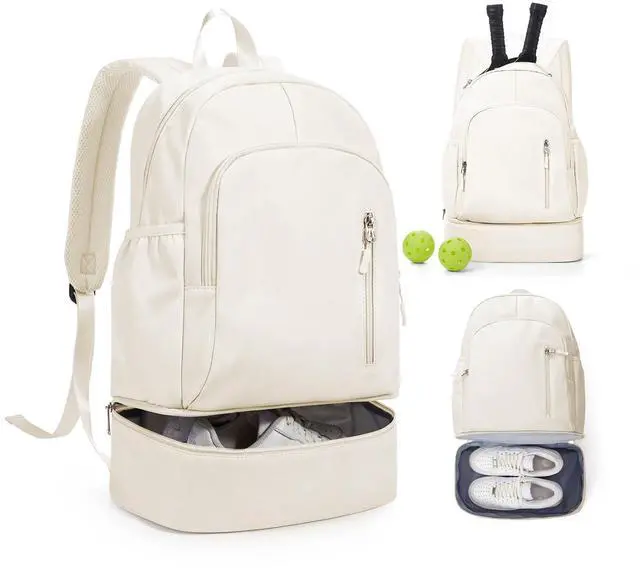 Main image of Small Gym Backpack for Women Men, Waterproof Gym Track Bag with Expandable Shoe Compartment, Lightweight Mini Casual Daypack Sports Back Pack for Travel Hiking Dance Yoga Fitness Track, White