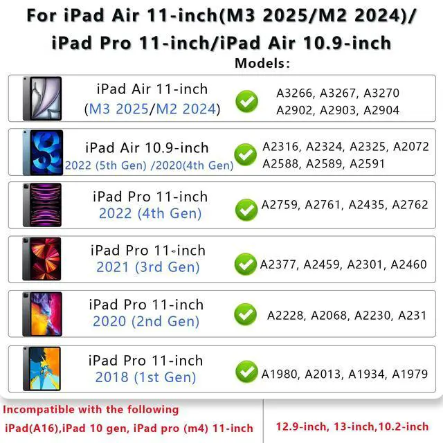 Alt view image 2 of 5 - Emoonland Keyboard Case for iPad Air 11-inch (M3 2025/M2 2024) & iPad Pro 11 inch 4th/3rd/2nd/1st & 10.9 iPad Air 5th/4th Generation - Magic-Style Magnetic Keyboard with Trackpad, Auto Sleep/Wake up