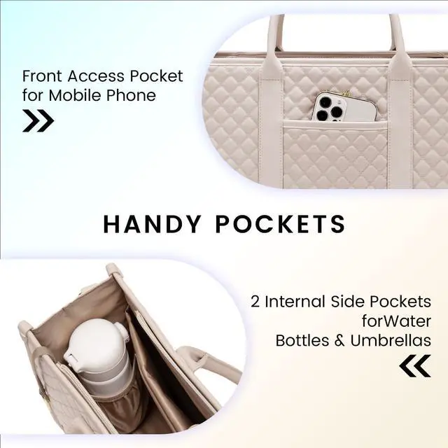 Alt view image 3 of 5 - LOVEVOOK Laptop Bags for Women, 17 inch Waterproof Work Tote Bag with Clutch, Professional Teacher Computer Purse Lightweight Shoulder Bag Travel, Gray pink