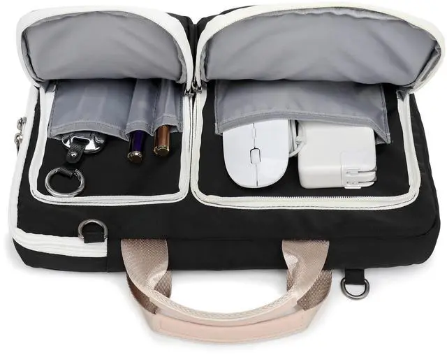 Alt view image 2 of 5 - SANFAN 360° Protective Laptop Shoulder Bag Sleeve Case For MacBook Air 15 inch and 15 inch-15.6 inch Laptop (Black)