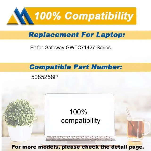 Alt view image 5 of 5 - Mobik 5085258P 51.3Wh Laptop Battery Replacement for Gateway GWTC71427 Series 11.4V 4500mAh