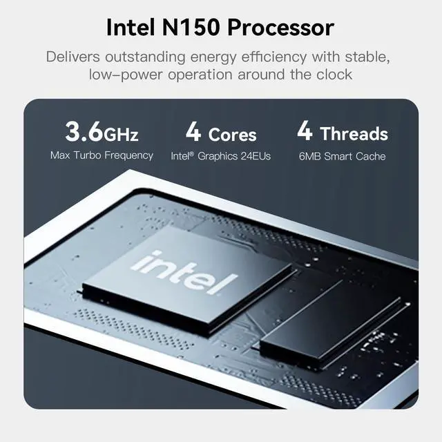 Alt view image 2 of 5 - Beelink ME Mini PC, Desktop NAS with Intel N150(4C/4T, up to 3.6GHz), 16GB LPDDR5, 64GB EMMC, 6*M.2 PCIe3.0 Slot(MAX 24TB), Dual 2.5G LAN/USB3.2/NAS/Soft Router/Data Center/Network Attached Storage