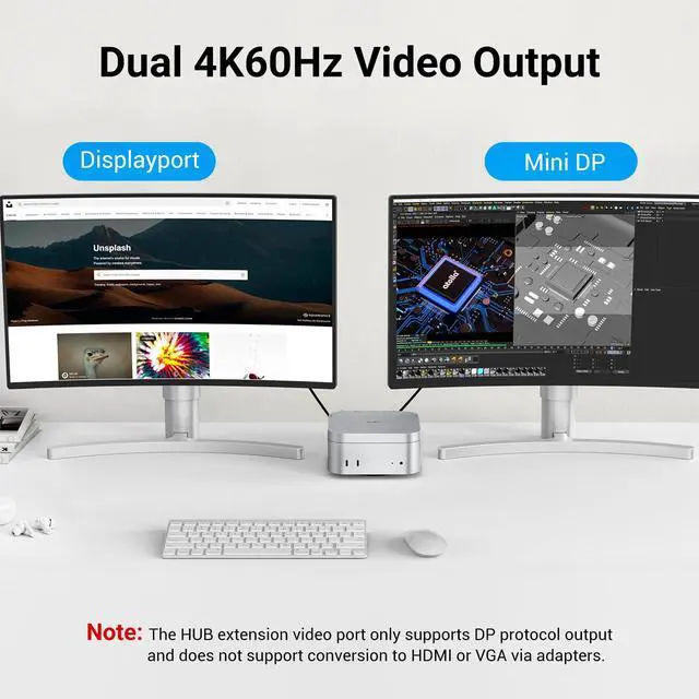 Alt view image 3 of 5 - Mac mini M4 USB Dock Hub, Compatible with Mac mini M4 and M4 Pro 2024, Featuring a 4K60Hz DP & miniDP Port, 5Gbps USB Port, and SD/TF Card Slot