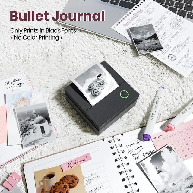 Alt view image 5 of 5 - ETIKEZ Sticker Printer, PM290C Portable Mini Printer, Inkless Bluetooth Sticker Maker with 3 Rolls Paper, Impresora Portátil for Notes, Journal, DIY, Gift, Print Pod for School/Office/Home, Black