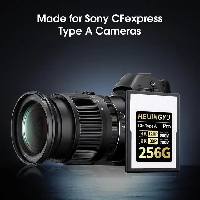Alt view image 2 of 5 - HEIJINGYU 256GB CFexpress Type A High Performance Memory Card Professional Grade, Up to 800MB/s Read Speed and 780MB/s Write Speed for 4K 120P, 8K 30P Recording for Sony Alpha & FX Cameras