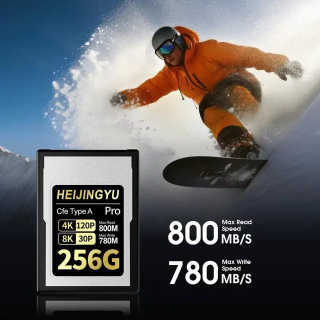 Alt view image 3 of 5 - HEIJINGYU 256GB CFexpress Type A High Performance Memory Card Professional Grade, Up to 800MB/s Read Speed and 780MB/s Write Speed for 4K 120P, 8K 30P Recording for Sony Alpha & FX Cameras