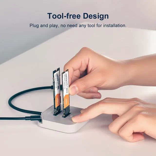 Alt view image 5 of 5 - SEINIKAY M.2 NVME SSD Duplicator  90GBpm Portable NVME Cloner Duplicator with C to C-A Cable, Offline Clone, Tool-Free Design, Progress LED & Fast Heat Dissipation