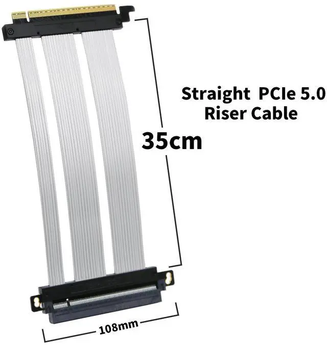 Alt view image 2 of 5 - GIGA-MEGA PCIe 5.0 X16 Riser Cable Dual Reverse and Straight GPU Extension Cable GEN5 for ITX A4 Case RTX5090 (Straight 35cm)