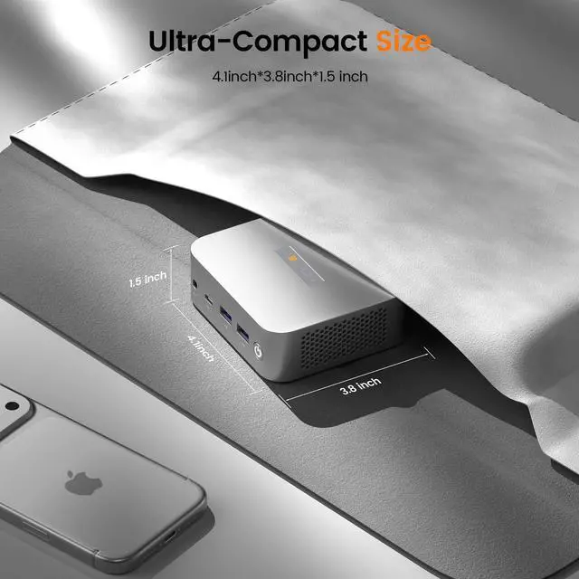 Alt view image 3 of 5 - PELADN WI-9 N150 Mini PC (Ultra-Compact Size) 16GB DDR4 512GB Dual SSD, Twin Lake N150 Mini Computer, Type-C, Dual HDMI, RJ45 LAN, WiFi5, Bluetooth, 4K Triple Display