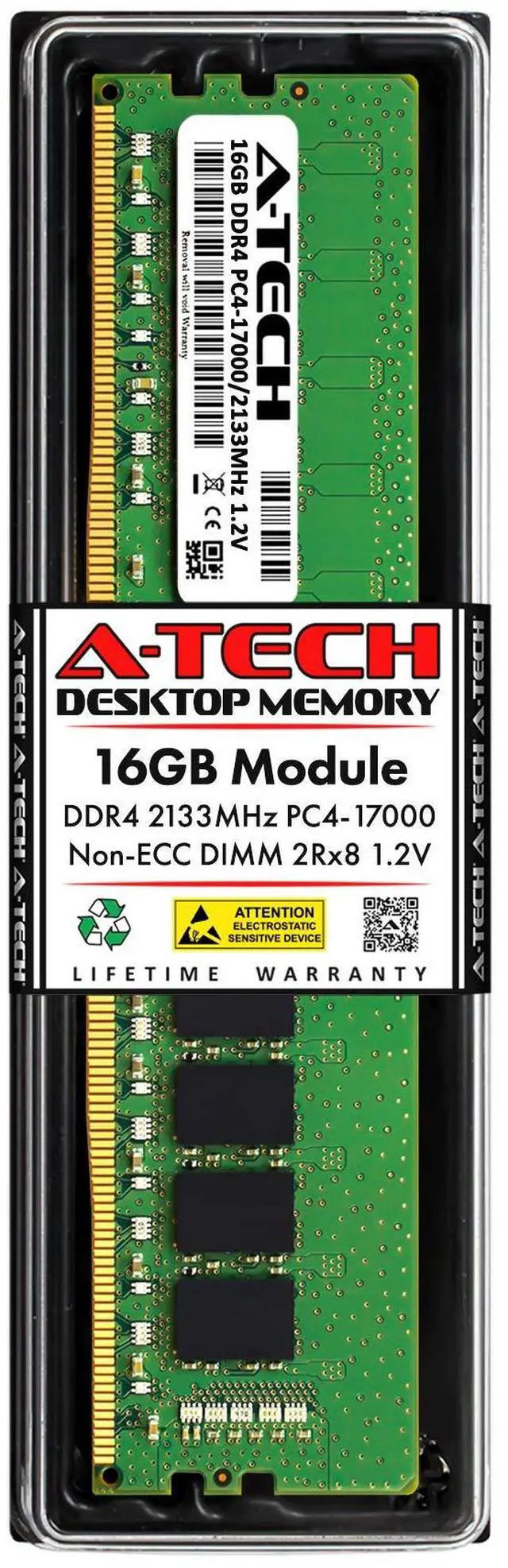 Main image of A-Tech 16GB RAM Replacement for Hynix HMA82GU6MFR8N-TF | DDR4 2133MHz PC4-17000 2Rx8 1.2V UDIMM Non-ECC 288-Pin DIMM Memory Module