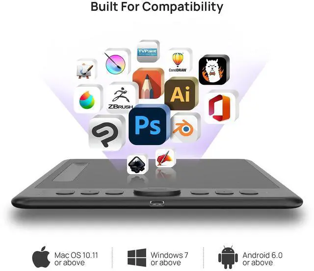 Alt view image 2 of 5 - Parblo Intangbo S 7x4 Inch Graphic Drawing Tablets, 8192 Levels Pressure Drawing Pad Compatible with Android/Windows/Mac