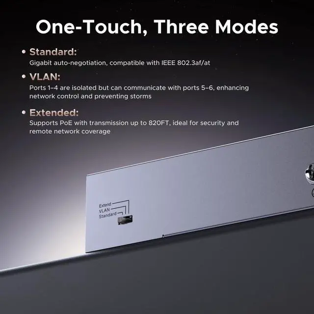 Alt view image 5 of 5 - UGREEN Cat 8 Ethernet Cable 6FT Bundle with 6 Port PoE Switch