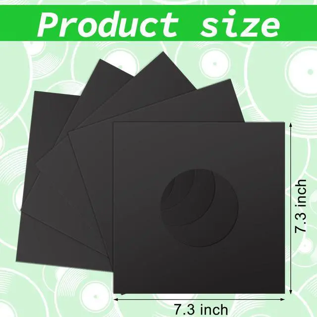 Alt view image 2 of 5 - Eaasty 100 Pieces Paper Vinyl 45 RPM Record Sleeves 7 Inch Record Protection Paper Covers for Singles Square Sleeves Outer Album Covers Vinyl Jacket Covers with Holes for Storage(Black)