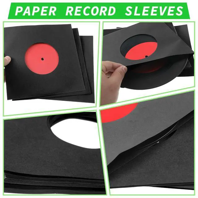 Alt view image 4 of 5 - Eaasty 100 Pieces Paper Vinyl 45 RPM Record Sleeves 7 Inch Record Protection Paper Covers for Singles Square Sleeves Outer Album Covers Vinyl Jacket Covers with Holes for Storage(Black)